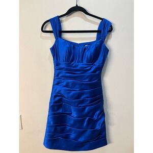 Y2K Bill Levkoff Royal Blue Ruched Formal Dress Size 4 – Vintage‎ Cocktail